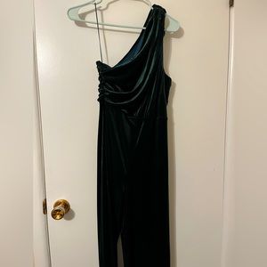 Express Emerald Green Velvet Jumpsuit